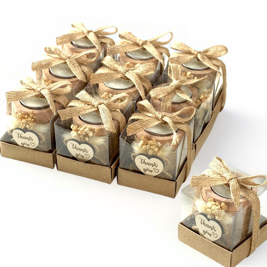 10 Pack Tealight Candle Holders Wedding Favors for Guests - Return Gifts Bridal Shower, Party Favors Adults for Guest, Thank You Gifts - Decorative for Table Centerpiece