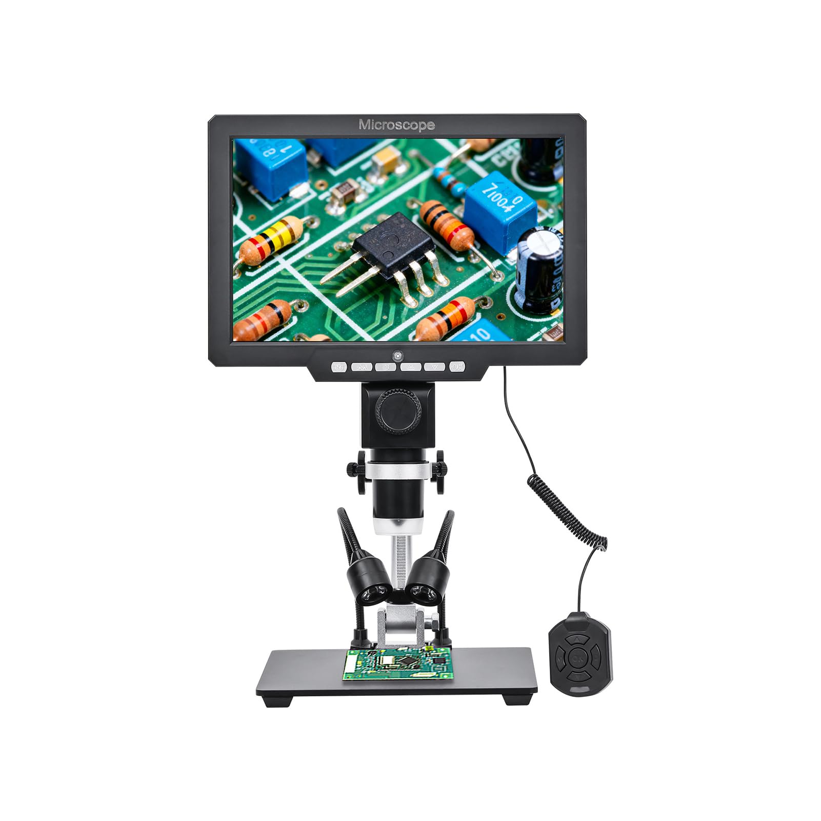 Goshyda Microscope Numérique 2000X, Microscope Professionnel à écran de 10,1 Pouces pour la Réparation électronique, avec Stockage de 32 Go, Caméra HD 12MP (avec Batterie Prise UE 220V)