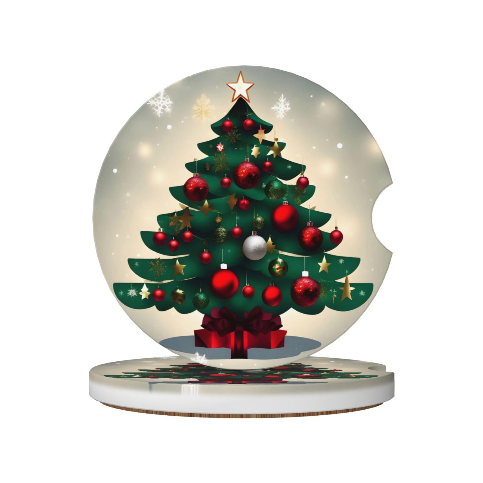 Tree Printed Ceramic Car Cup Coasters (2 Pack), Suitable for car Cup Holders, 2.56 inch Diameter