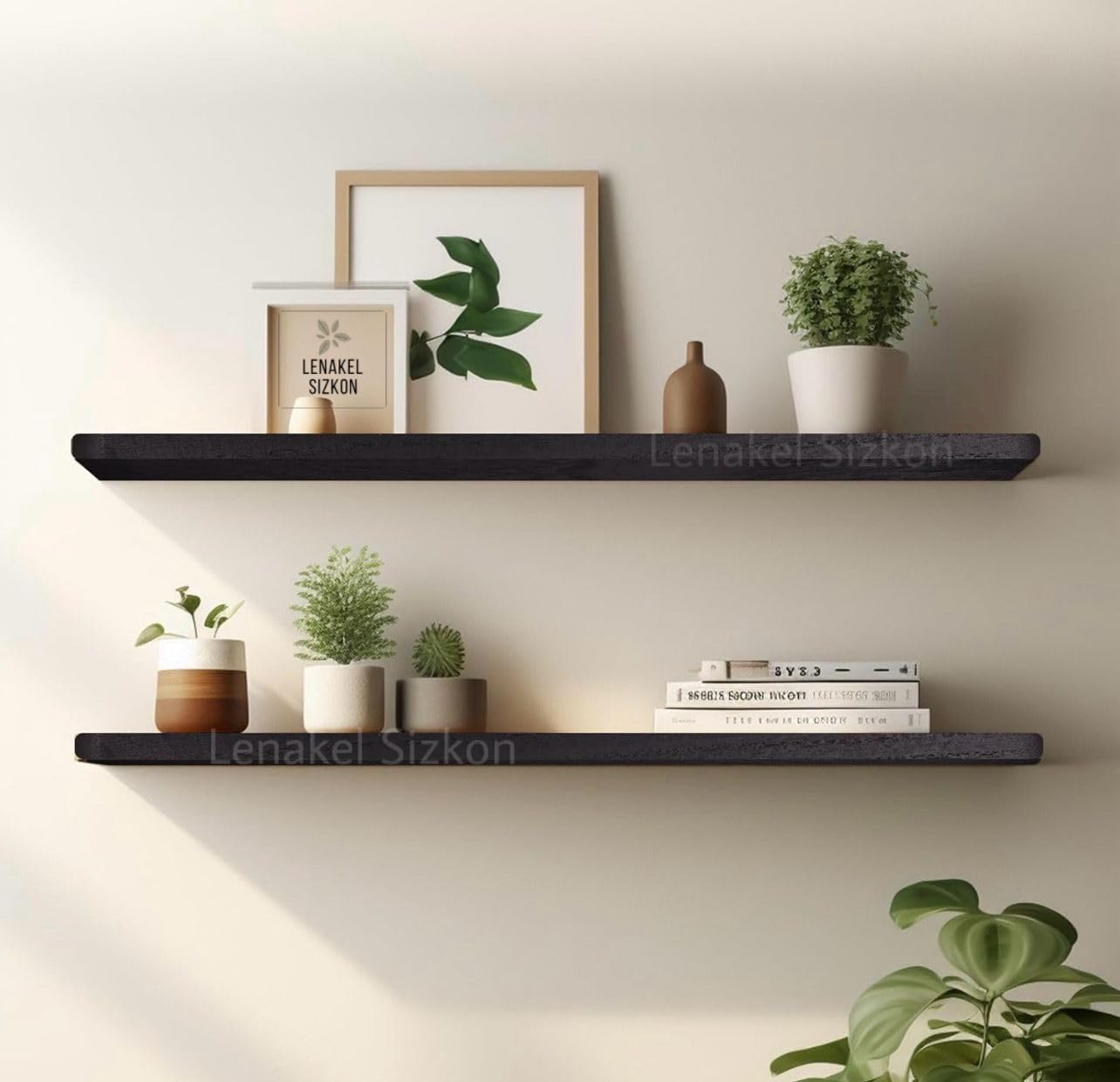 Lenakel Sizkon Engineered Wood Wall Mounted Floating Shelf | Wall Rack Shelves And Bedroom Home Decoration Shelf For Living Room (Xx-Large (24X8 Inches, Set Of 2, Black))-image-30