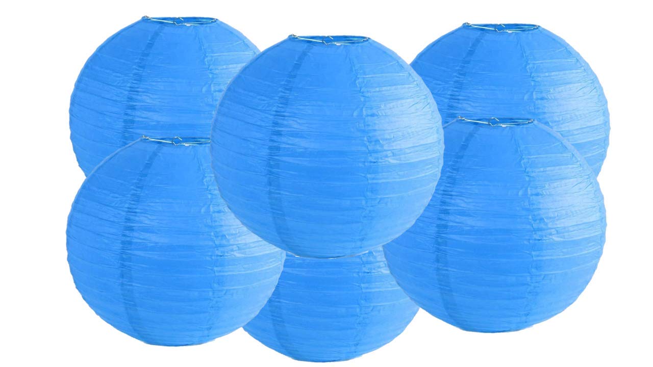 Paper Lanterns Mix Color Packs of 6 Round Paper Lanterns Lampshade (All Ivory/Cream, 12" (30 Cm)) — view 42