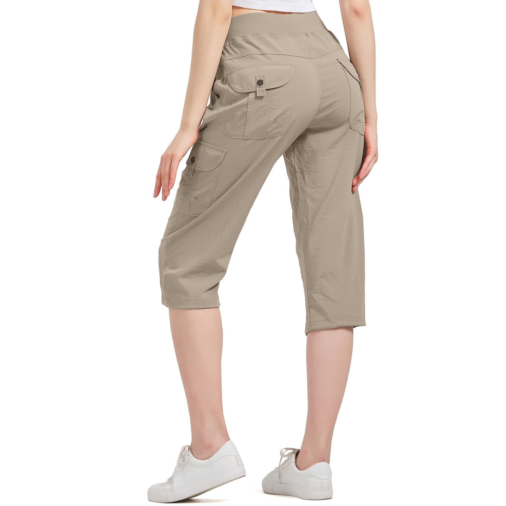 Pantalones para mujer 3/4 de verano para mujer, pantalones capri de verano, pantalones de jogging, pantalones deportivos para viajes y senderismo, con 6 bolsillos