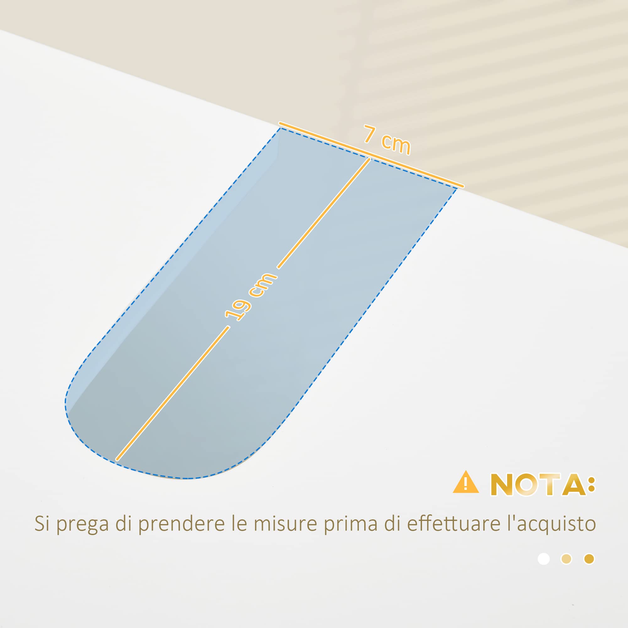 kleankin Conjunto de Baño Juego de Mueble para Debajo del Lavabo con Patas de Acero y Espejo de Baño con Luz LED Interruptor Táctil 60x30x65 cm Ø60x4 cm Blanco y Dorado