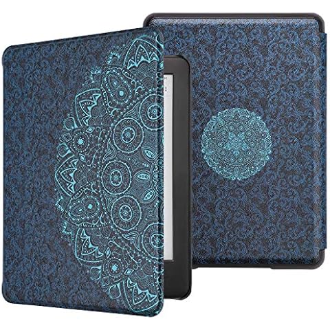 WALNEW Cover Case for All-new Kindle 10th Gen 2019 Released(Model No. J9G29R) - Protective Slim Auto Wake/Sleep Case for Kindle 2019 (Will Not Fit Kindle Paperwhite or Kindle Oasis), Blue Flowers Cover