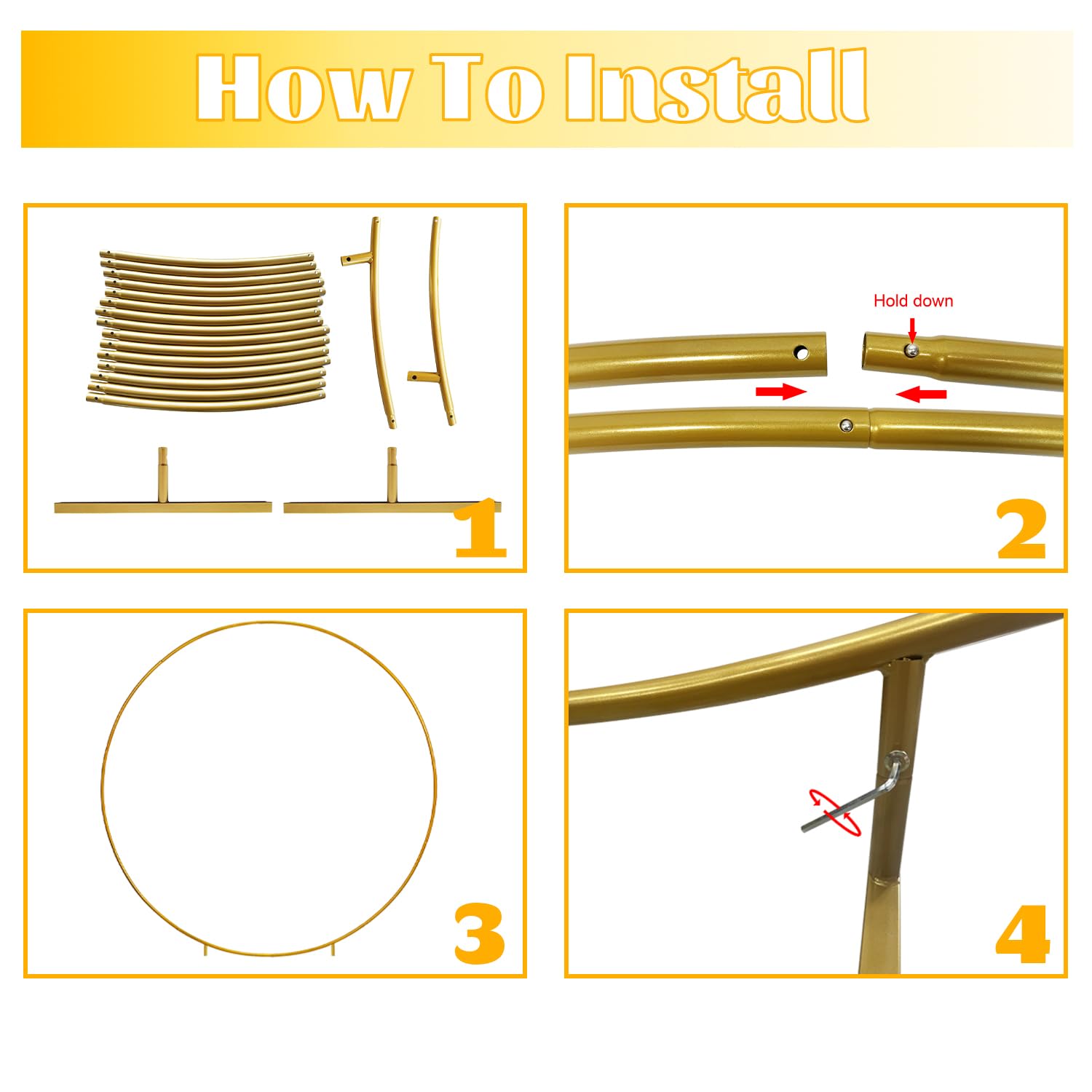 Staffa per palloncini, kit di arco rotondo, per palloncini dorati, in metallo, per matrimoni, matrimoni, compleanni, feste, regali per bambini, lauree, cerimonie, decorazione (bianco 2,2 m)