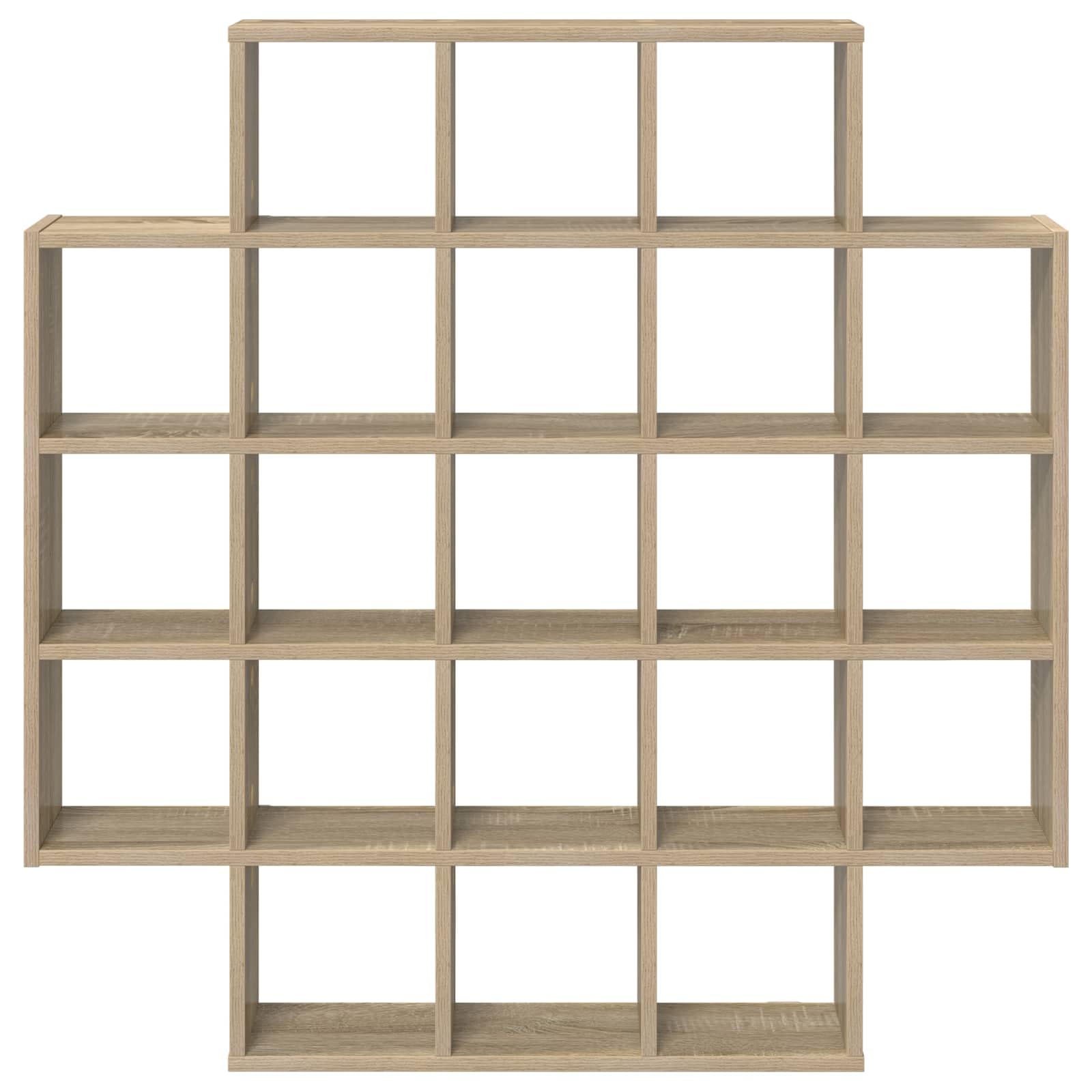 Scaffale da parete in rovere Sonoma, 100 x 13 x 100 cm, con 21 scomparti, per soggiorno, decorazione e libri