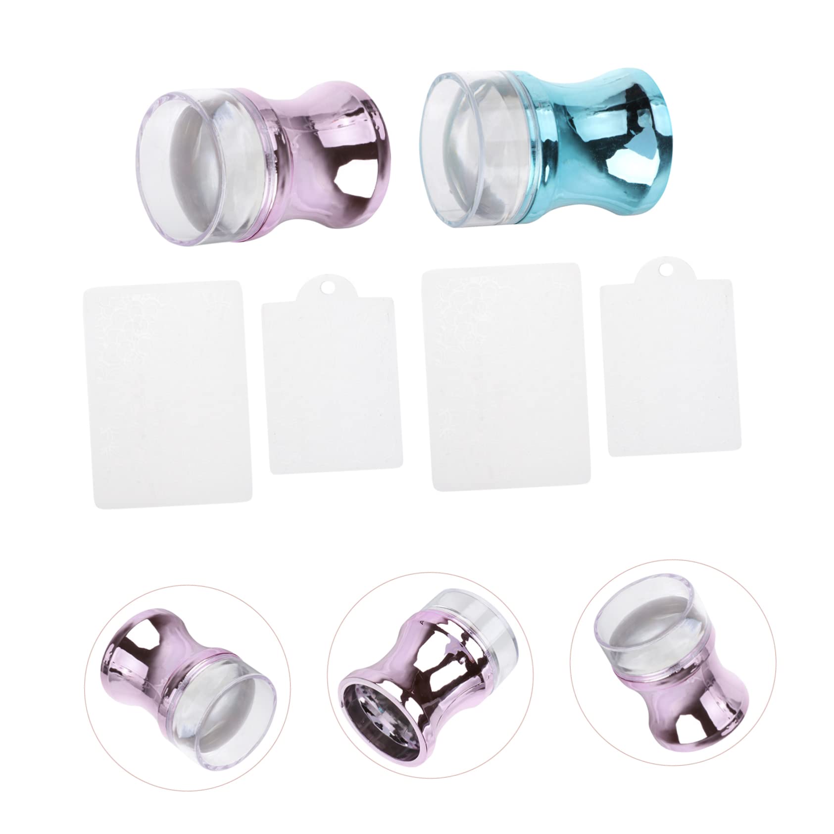 Housoutil 4sets Strumenti Per Nail Art Con Timbri Per Unghie e Raschietti Include Timbri e Raschietti Facile Da Usare Per Manicure Casa e Salone Colori Casual