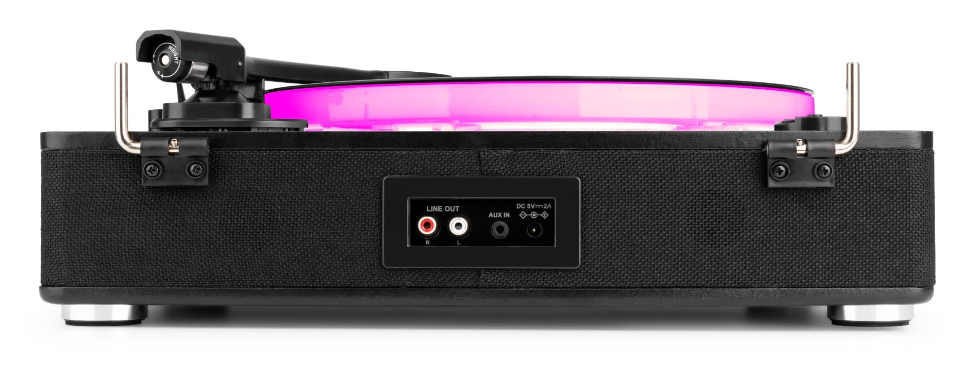 Fenton RP162LED - Platino Bluetooth con LED e altoparlanti, 33/45/78 giri, trasmettitore Bluetooth