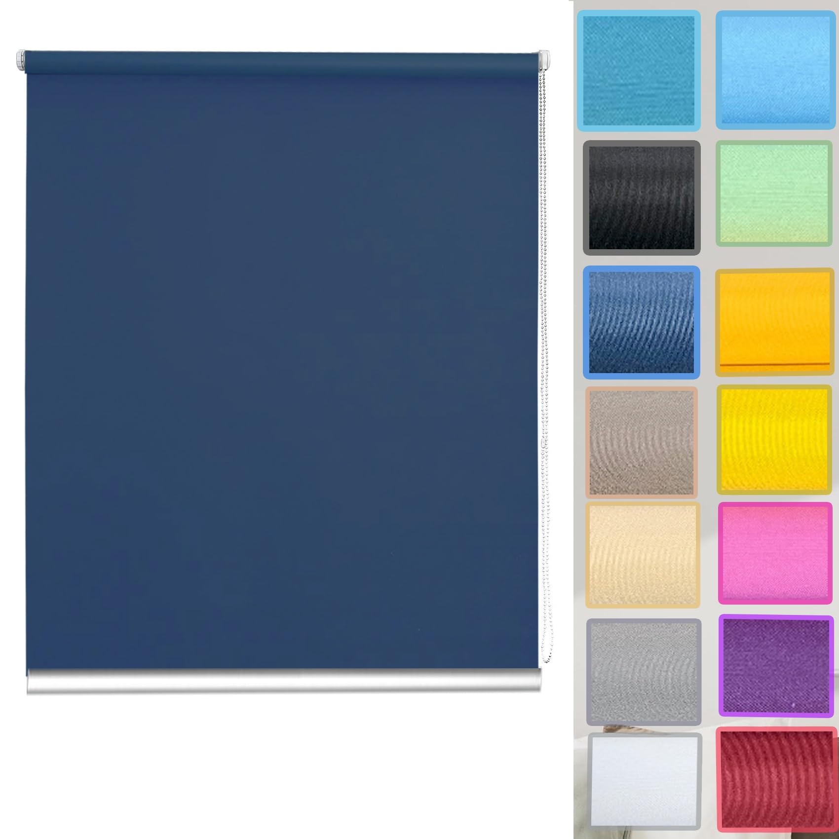 Sleeptight Portable Blackout Blind 120 x 160 cm Multiple Colours and Sizes Roman Shade Blind with Beaded Chain Portable Use Travel and Bedroom, Navy Blue