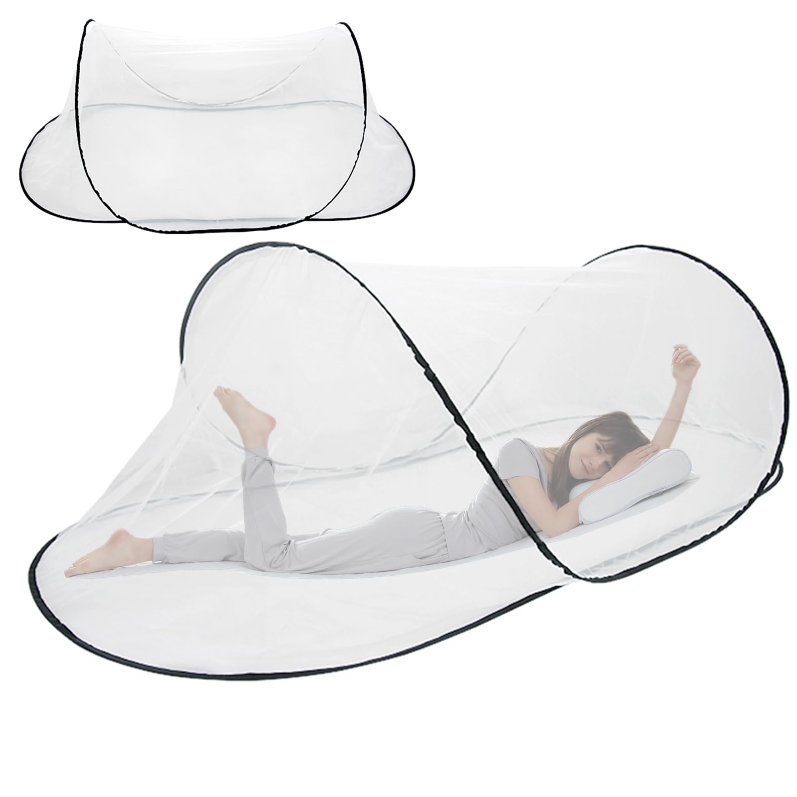 Zanzariera pieghevole, 200 x 80 x 56 cm, tenda da campeggio portatile, protezione dagli insetti per viaggi e attività all'aperto, zanzariera da viaggio