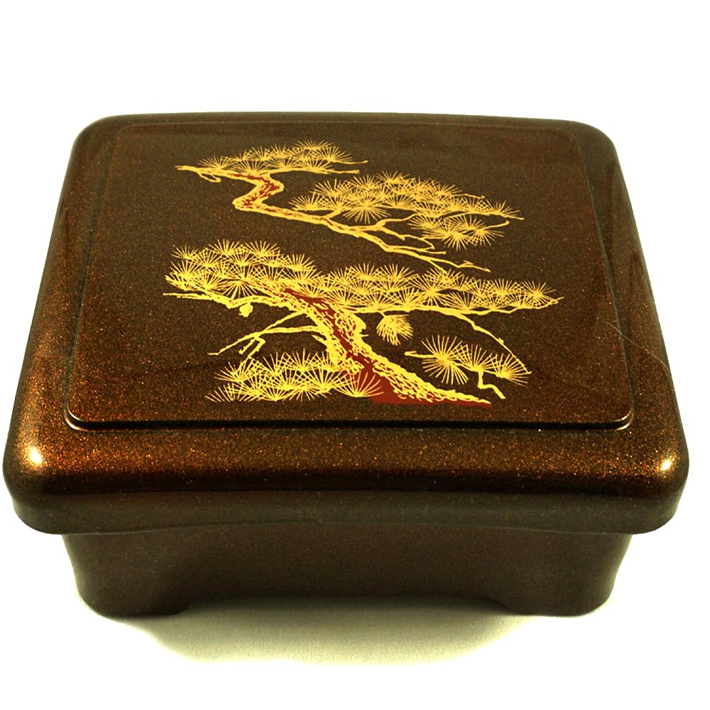 JapanBargain 4121, Japanese Unagi Don Box Bento Box Donburi Poke Container Traditional Japanese Lacquered Lunch Box,Made in Japan, Gold Pine (1, Gold)
