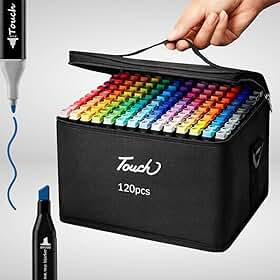 Caneta Estojo Marcador Touch para Colorir Pintar Desenhar Ponta Dupla Cores Vivas Profissional Canetinha Pintar Bobbie Goods Diversão (120 cores)