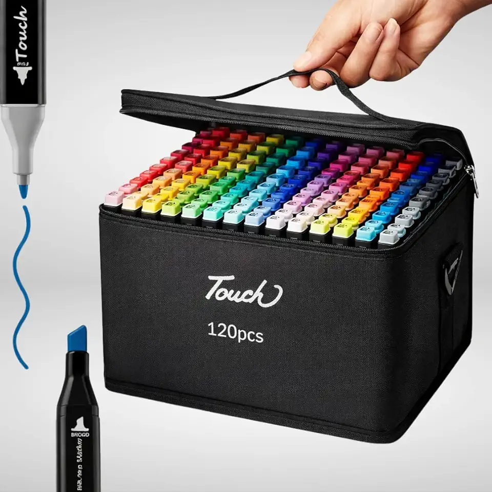Caneta Estojo Marcador Touch para Colorir Pintar Desenhar Ponta Dupla Cores Vivas Profissional Canetinha Pintar Bobbie Goods Diversão (120 cores)