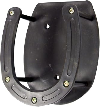 Intrepid International Horseshoe Lick Block Holder, Secure Salt Block Holders for Horses, Goats, Deer & More, for Stable and Barn Use, Salt Block Holder for Horses, Black