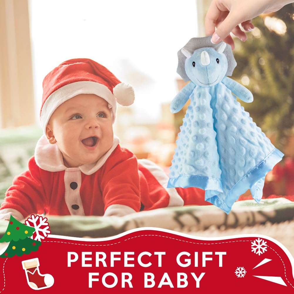 Pro Goleem Loveys for Babies - Soft Security Blanket Baby Snuggle Toy Newborn Stuffed Animals Baby Gifts for Boys and Girls, Triceratops Dinosaur, 16 Inch