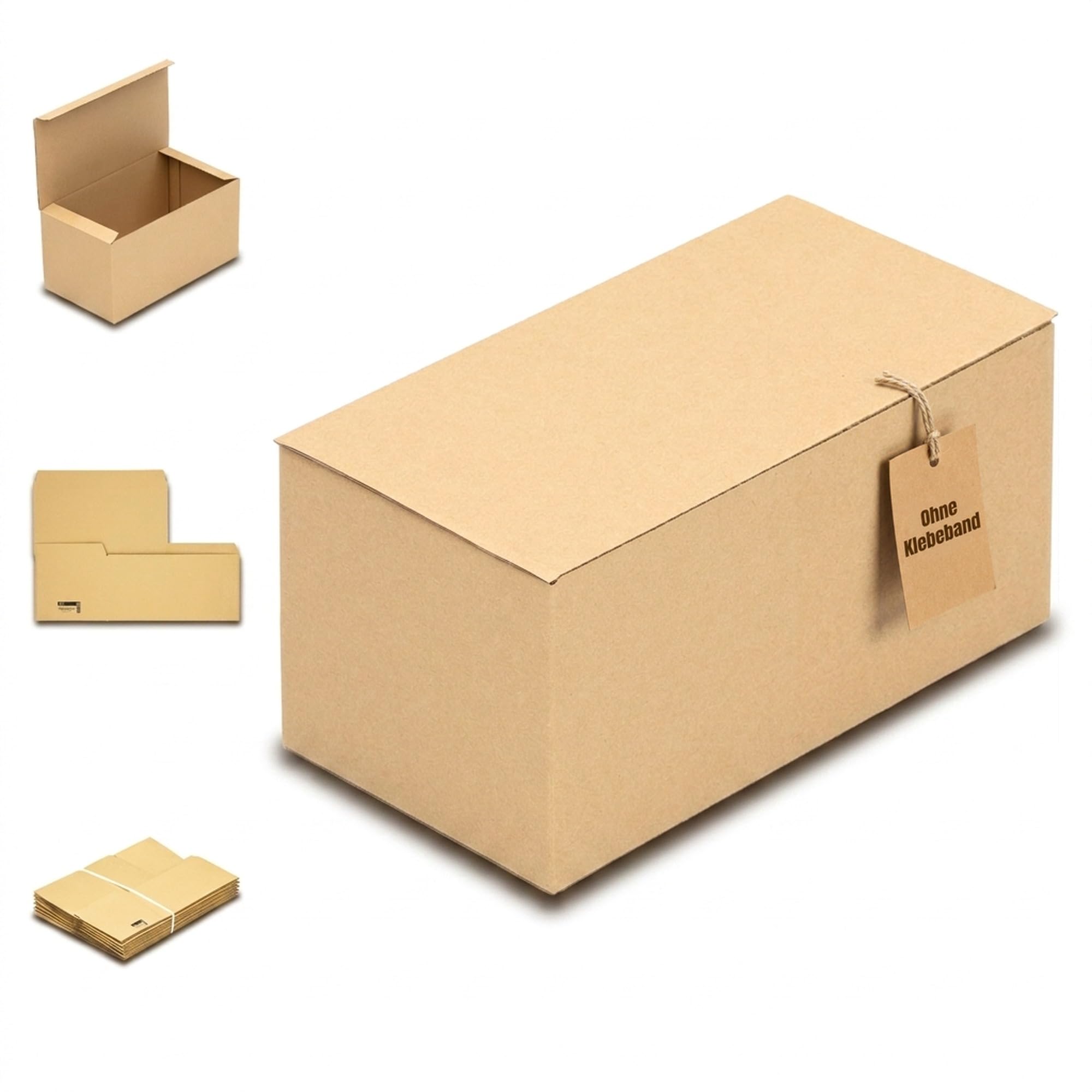 KK Verpackungen Automatikbodenkartons | 1200 Stück, 320 x 175 x 155 mm | Versandkarton mit Steckverschluss & vorgeklebtem Boden | 1-wellig, FEFCO 0713 | Faltschachtel für Warenversand