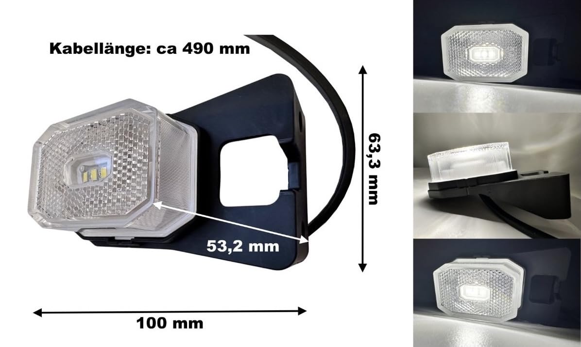 LED Anhängerbeleuchtung Komplettset 13-polig Rückleuchten Umrissleuchten E9 Wohnwagen Trailer LKW 12V 24V Bremslicht Blinker Nebelschluss Rückfahrlicht IP69 (Kabel 7,7m/5,3m)