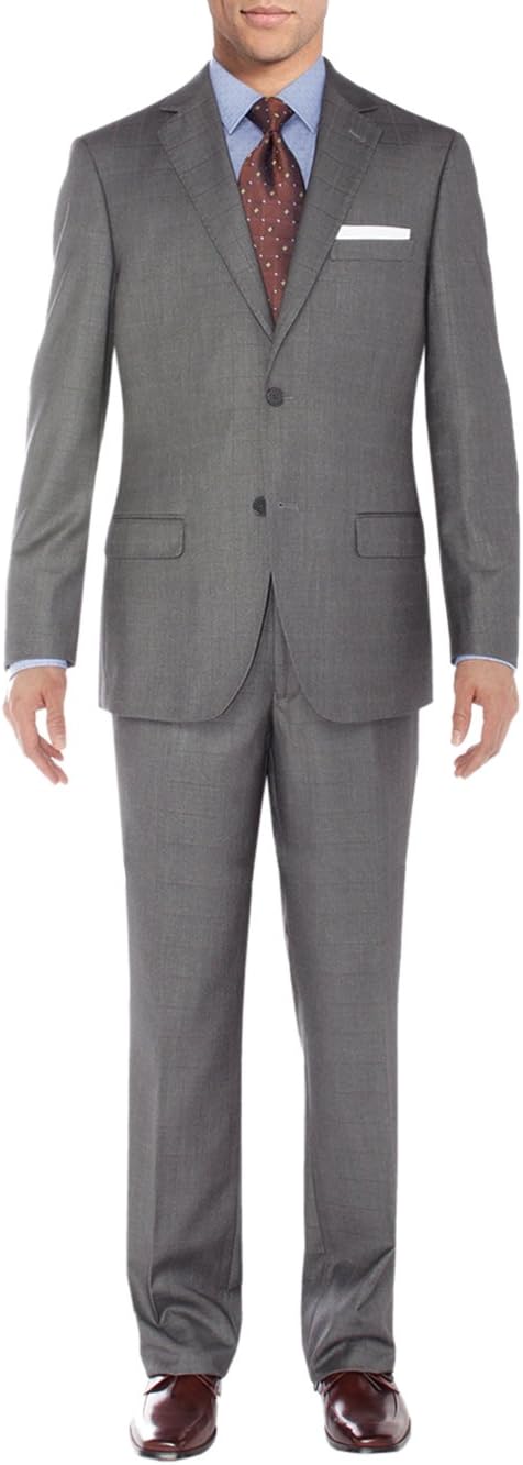 Salvatore Exte Men's Two Button 2 Piece Suit Blazer Jacket Plus Flat Front Pants