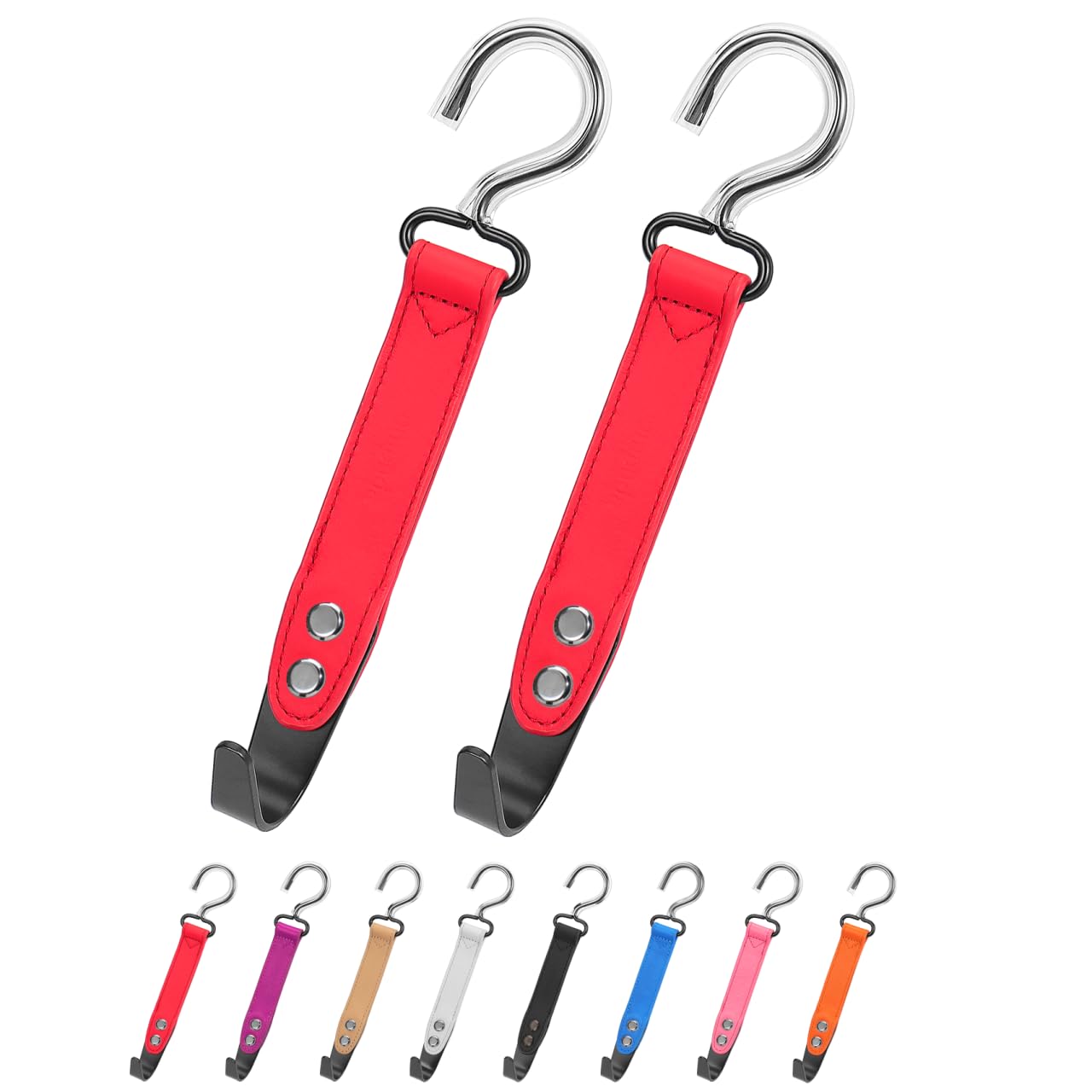 compuda 2 Pack Car Hook Holder Leather Headrest Hooks for Purses and Bags,SUS304 Car Hook(Red)