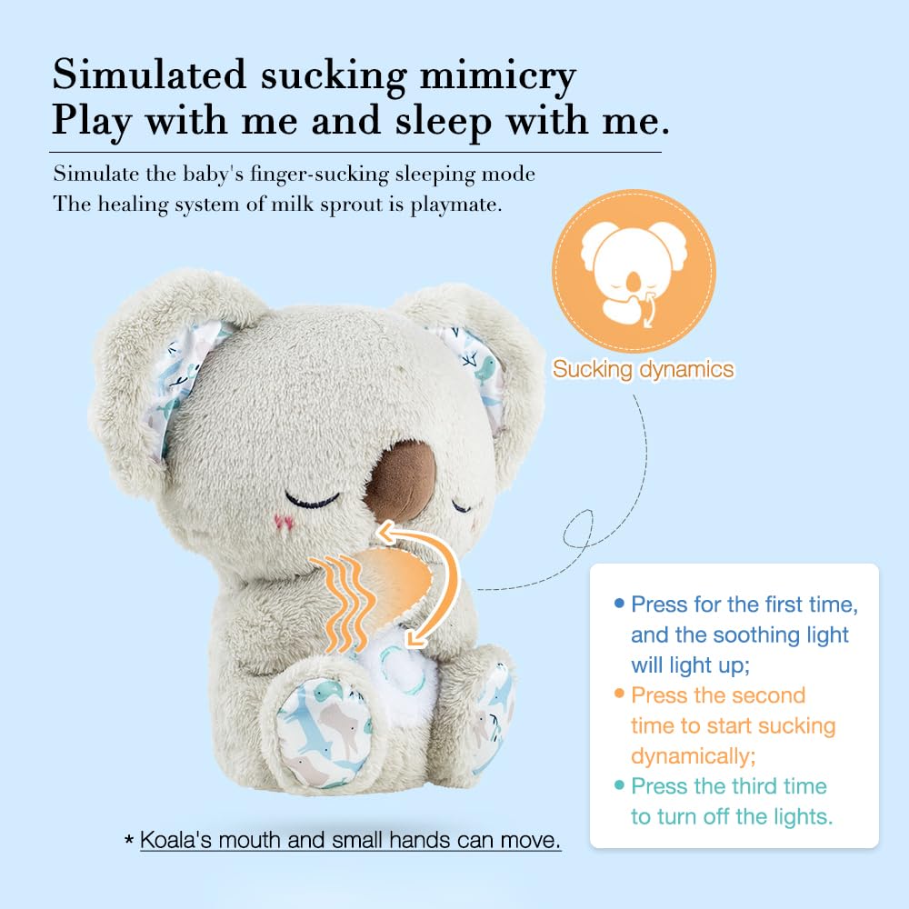 Peluche Koala Lenitivo Con Respiro Ritmico E Luci - Compagno Del Sonno Per Alleviare L'Ansia, Morbido E Portatile, Regalo Neonato