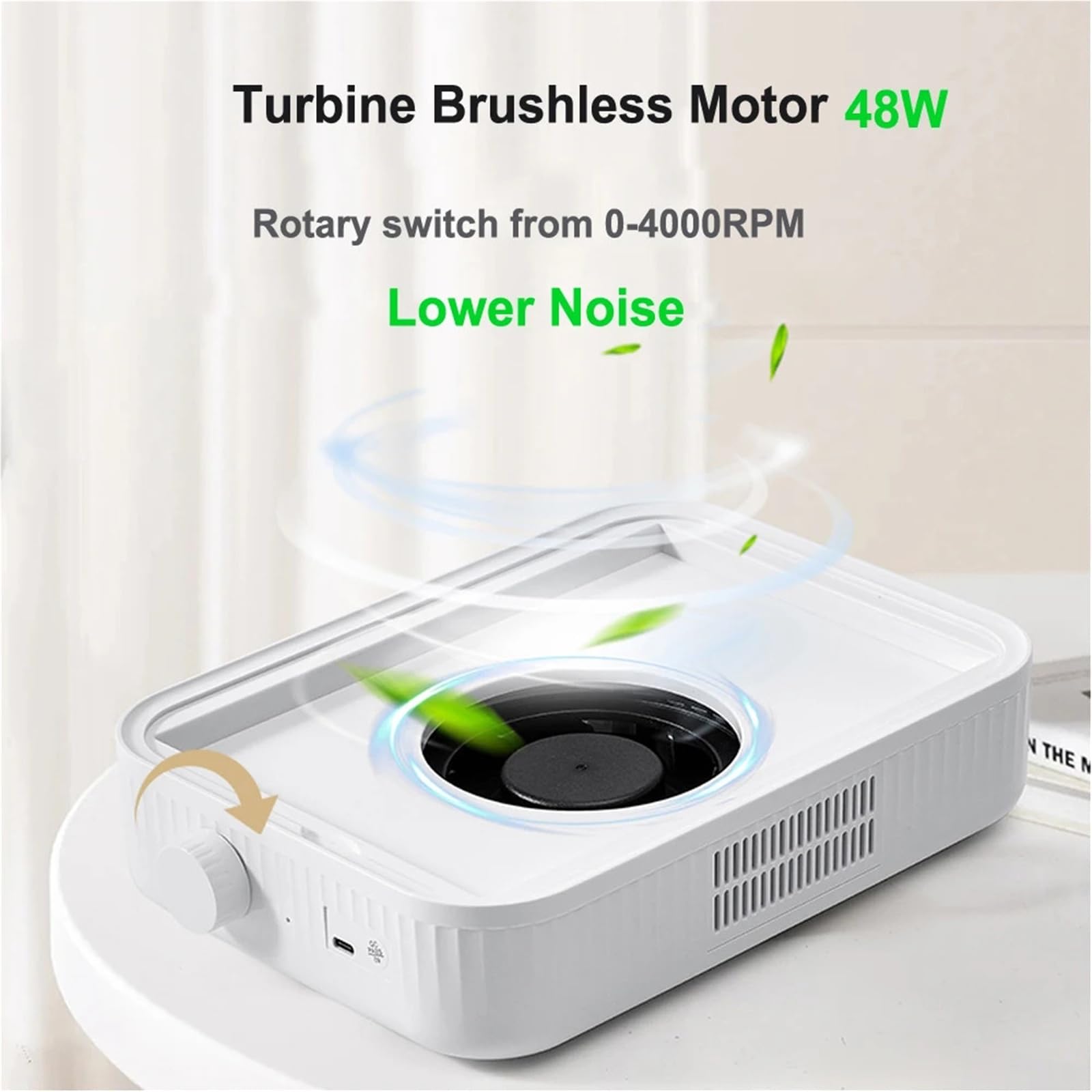 Aspirateur à ongles sans fil et balais avec filtres amovibles, vitesse réglable, collecteur de poussière d'ongles 48 W, faible bruit Écoles de beauté
