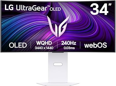 LG Ultragear™ 34GX90SA-W Ecran PC Gaming 34″ – Dalle OLED résolution QHD (3440 x 1440), 0,03ms 240Hz, DisplayHDR™400 True Black, DCI-P3 98.5% (CIE1976), FreeSync Premium, G-Sync Compatible