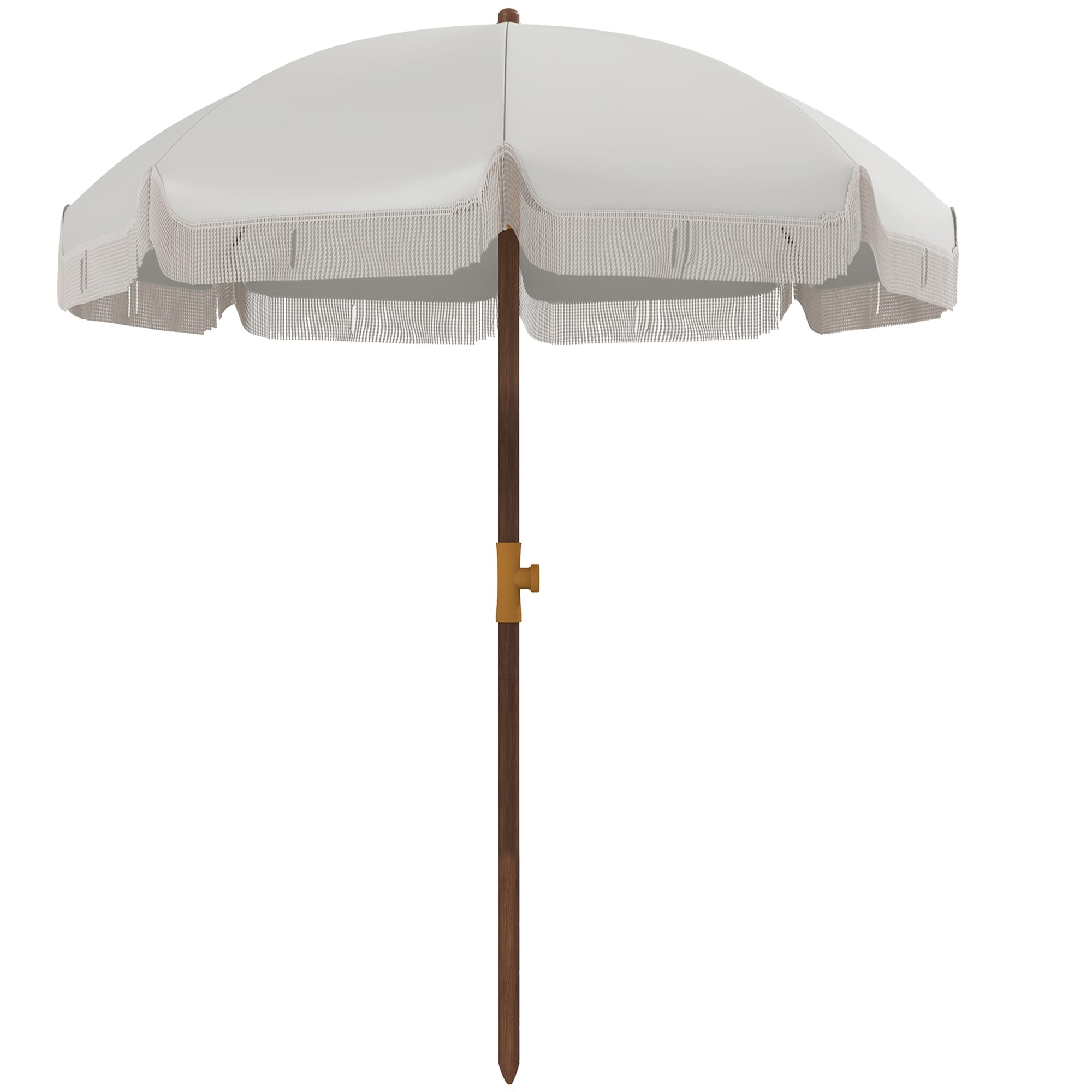 Outsunny Parasol de Plage à Frange Protection UV 40+ 8 Baleines Gris Clair