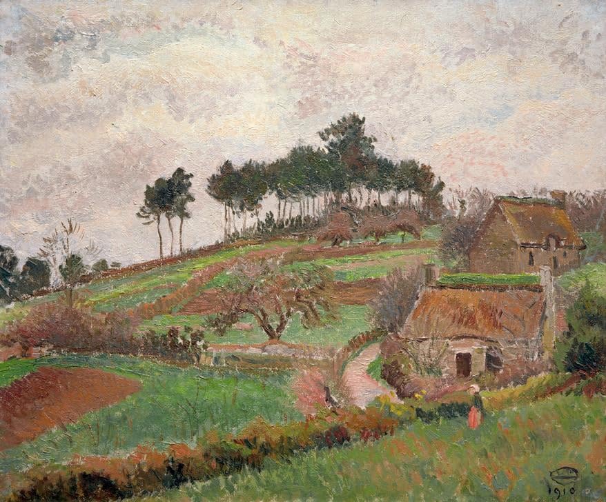 Toile impression Bretagne Cottages Riec de Lucien Pissarro pour décoration salon