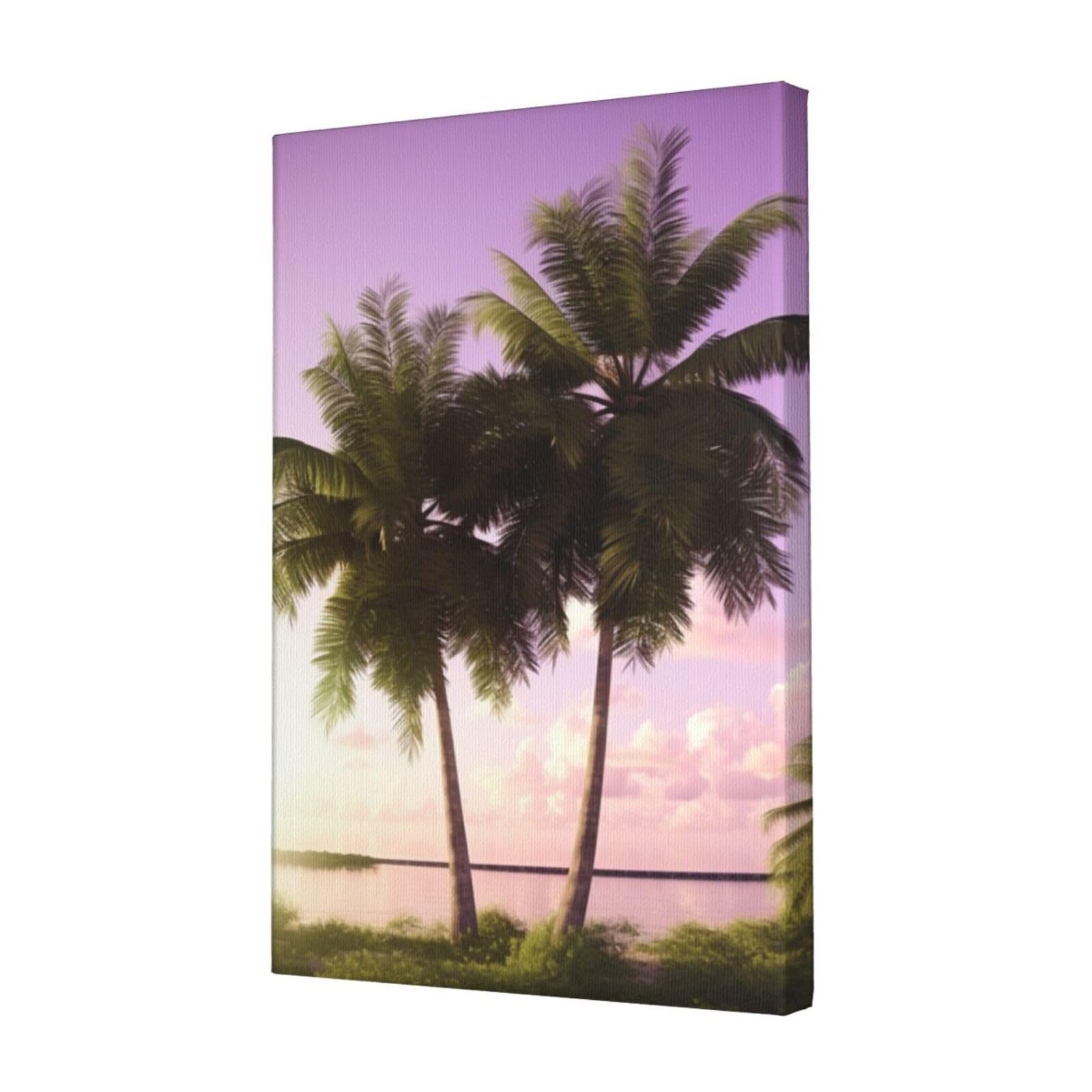 KLOPH Tropical tree Pink Canvas Wall Art for Living Room 12"x18" Modern Artwork Painting for Bathroom Hanging Canvas Prints Aesthetic Wallart for Bedroom Kitchen Office Wall Decor
