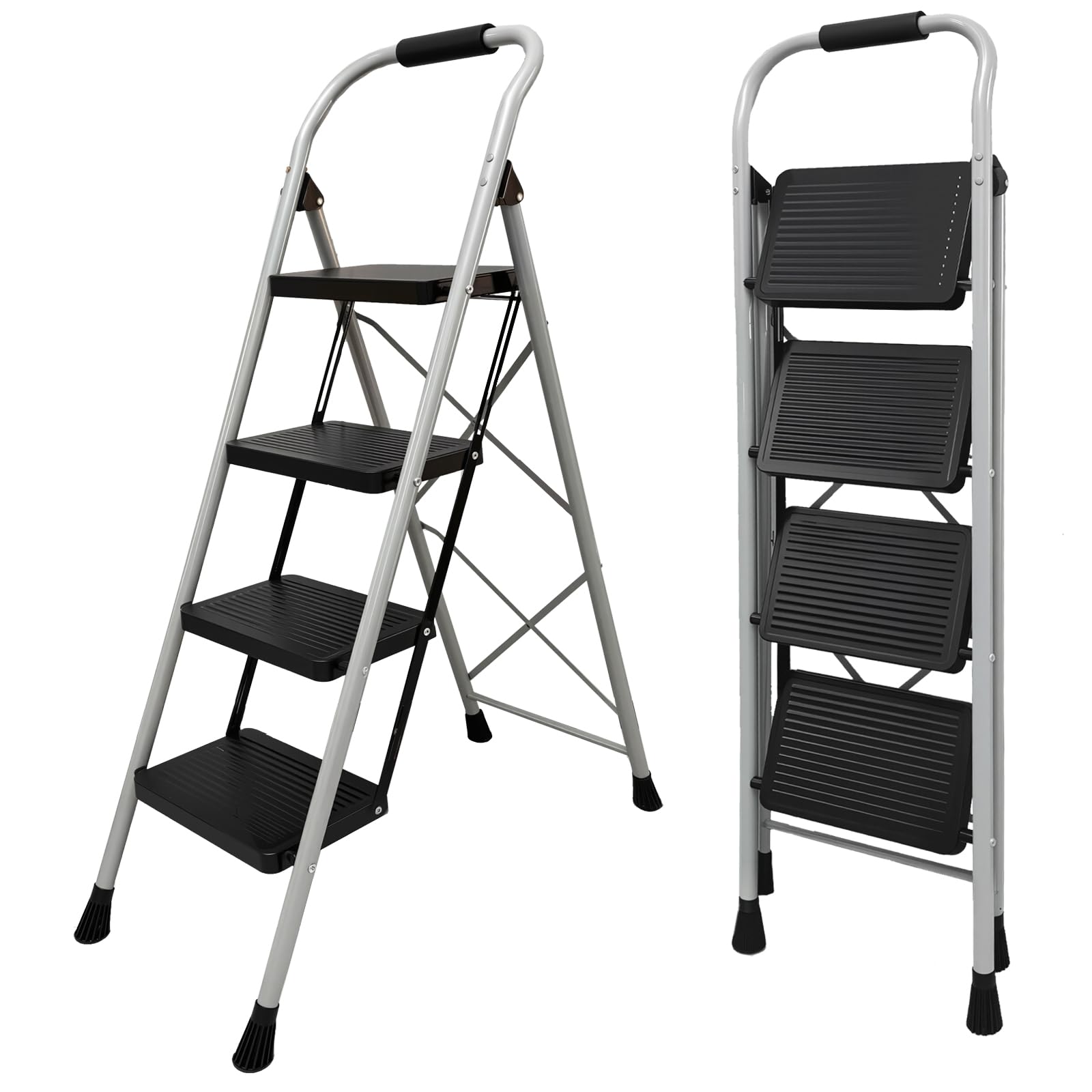 新品脚立 4段 手すり付 スタイリッシュ 黒 作業 室内 家庭用 業務用 535 Amazon.co.jp: 【昇匠】脚立 折りたたみ 4 段 手すり付き 軽量 幅広