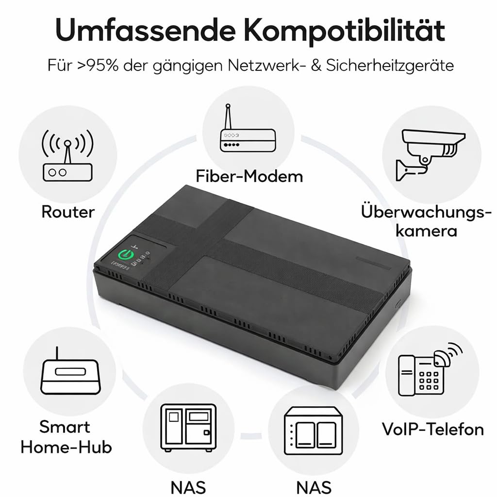 UPS Battery Backup 20000mAh Compacto Estable Ligera Estable Fuente de Alimentación Ininterrumpida para la Cámara de Seguridad del Enrutador MP4 Overload Sobrecarga Protex