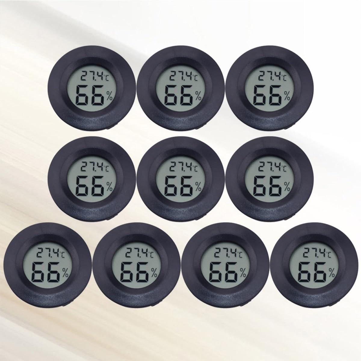 ifundom Igrometro Termometro Digitale Rotondo per Rettili, 10 Pezzi Nero | Abs Acrilico, Compatto e Portatile, per Negozio Animali e Uso Domestico