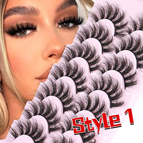 Mink Lashes Fluffy False Eyelashes Natural Look 14-17Mm Cat Eye Lashes Pack, 5D Wispy Curly Fake Lashes By Tnfvloneins - 21 Pairs 3 Styles #TOP2