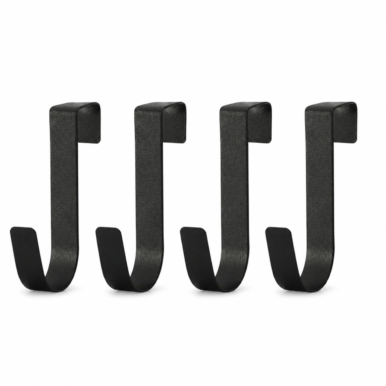 Jusffuv Black 4 Pcs Door Hanger, Over Door Hooks, Reversible Single Metal Hook