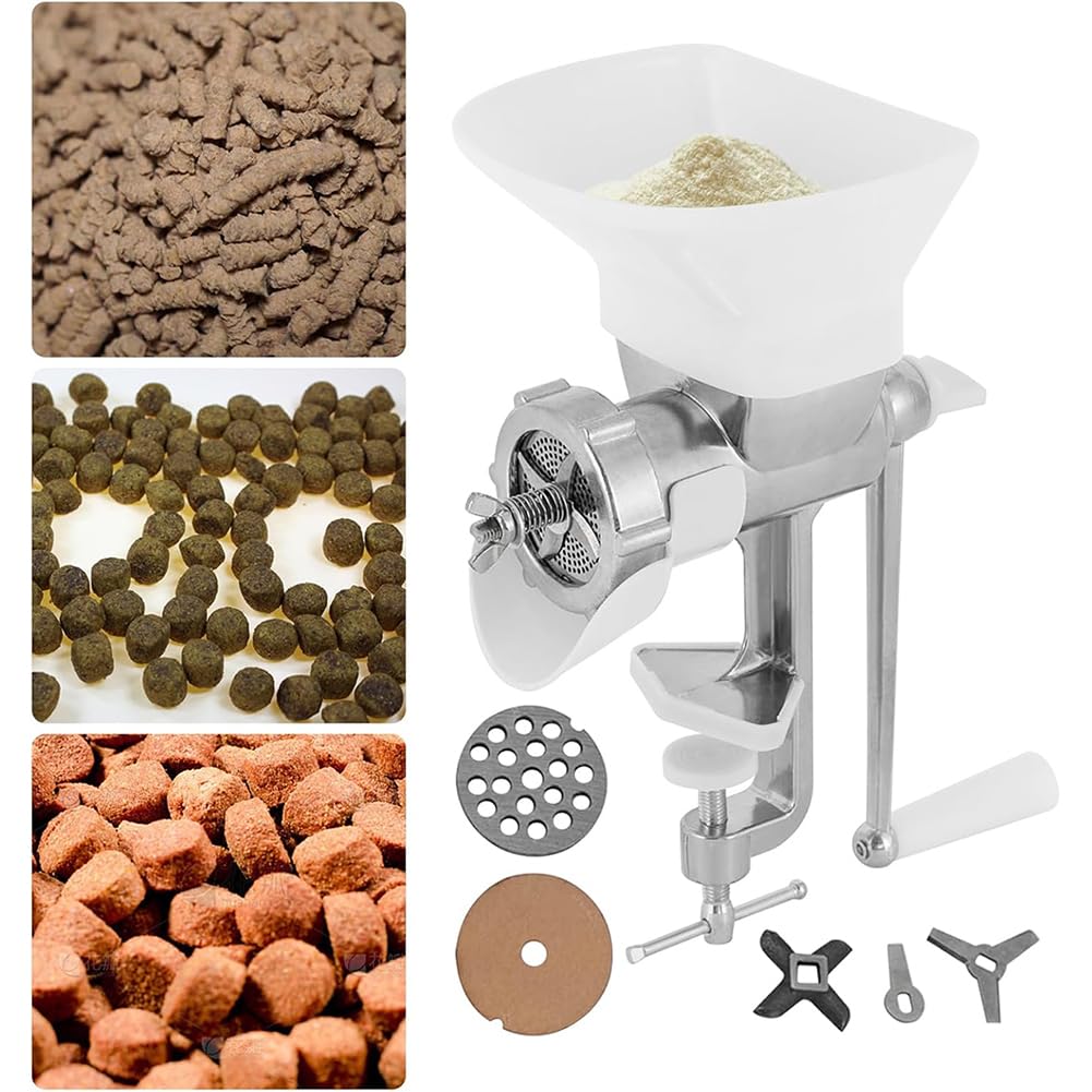 Manuelle Futterpellet-Mühle, 1.5-10mm Haustier Hund Katze Futter Pellet Mill Machine, Angeln Köder Granulator, Geflügel Und Kaninchen Tier Futtermittelhersteller Silver, 2mm