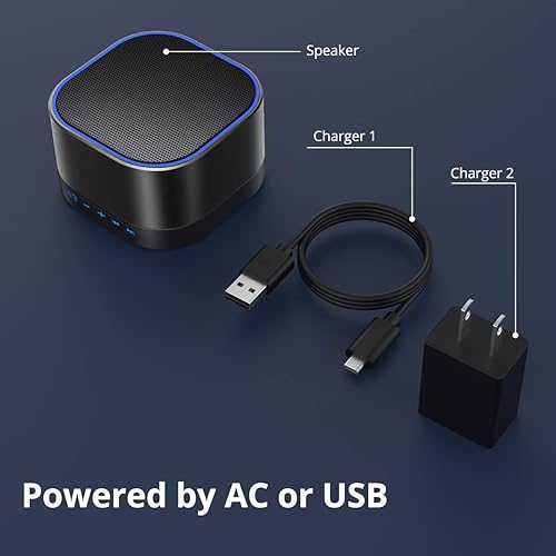 Miniatura 5 de Magicteam Máquina de ruido blanco con 20 sonidos relajantes naturales sin bucle y función de memoria, 32 niveles de volumen alimentada por CA o USB