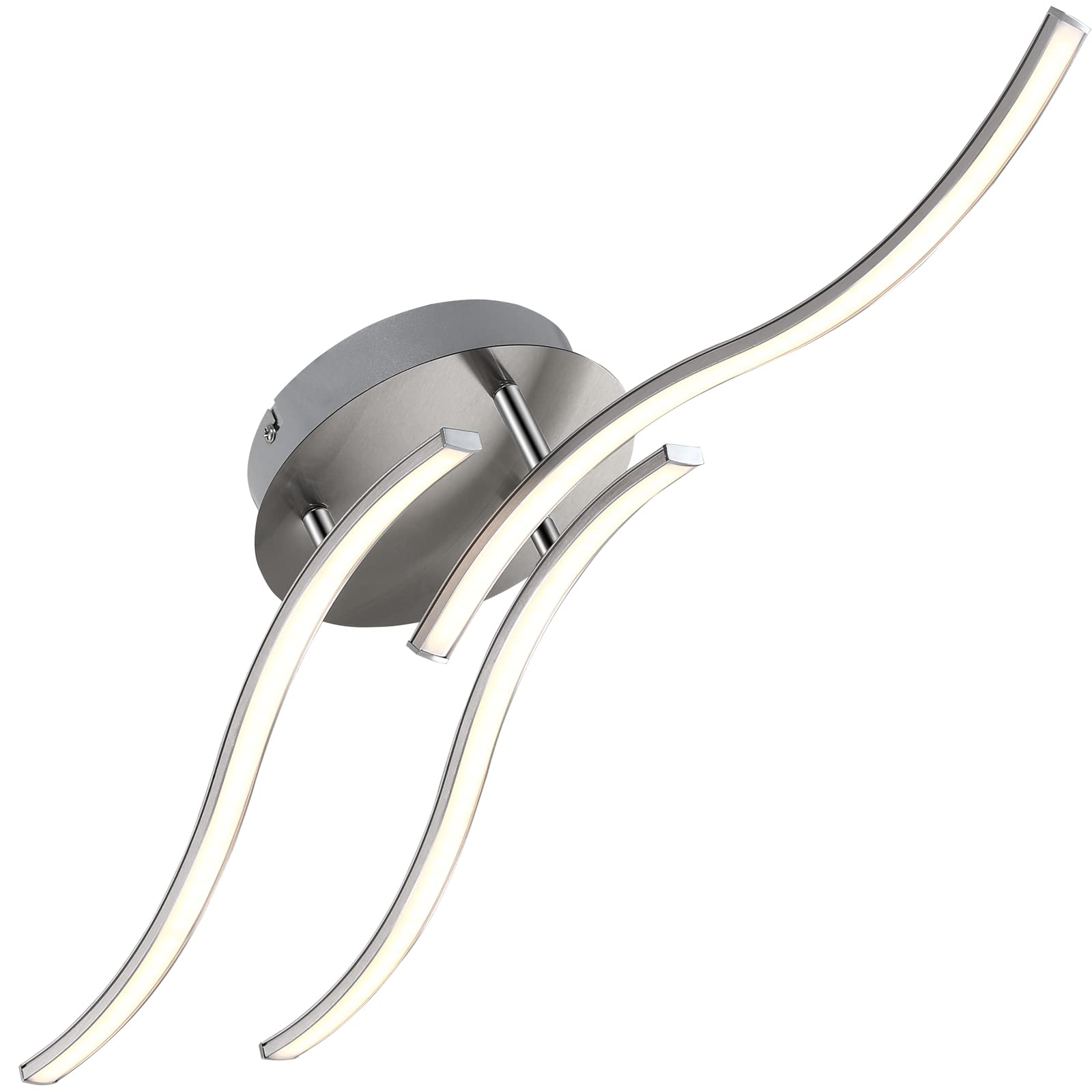 Monzana® Modern LED Ceiling Light | Satin Nickel Ceiling Light Fitting | Wave Flame Effect | Living Room Bedroom Kitchen Lamp | 15W, 800 Lumens | 3000k Warm White