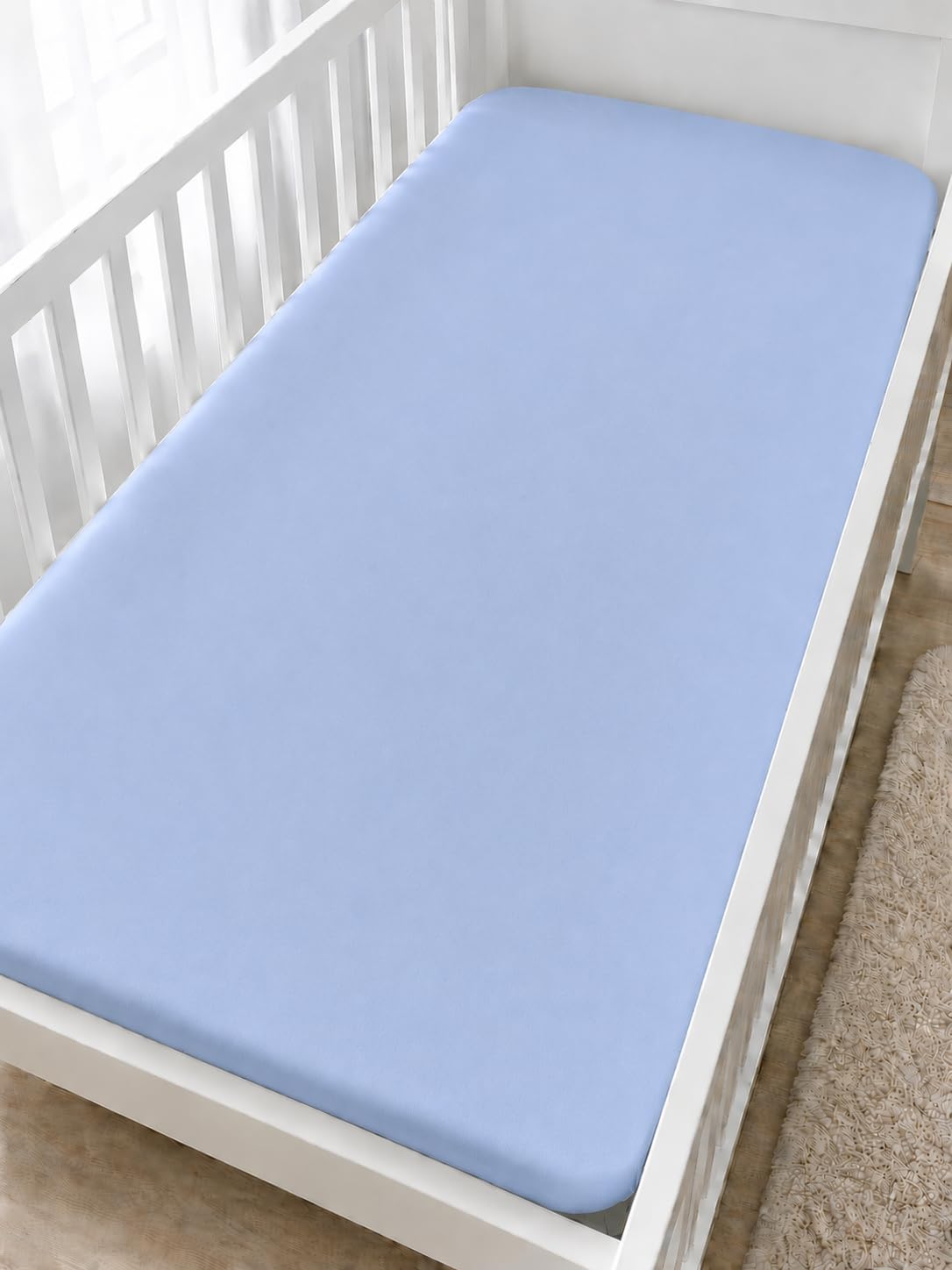 Babymam Blue 100% Cotton Cot Sheets 120X60 Fitted With Printed Design Cot Bedding Travel Sheet Toddler Bed Crib Cotbed Sheets (Blue)