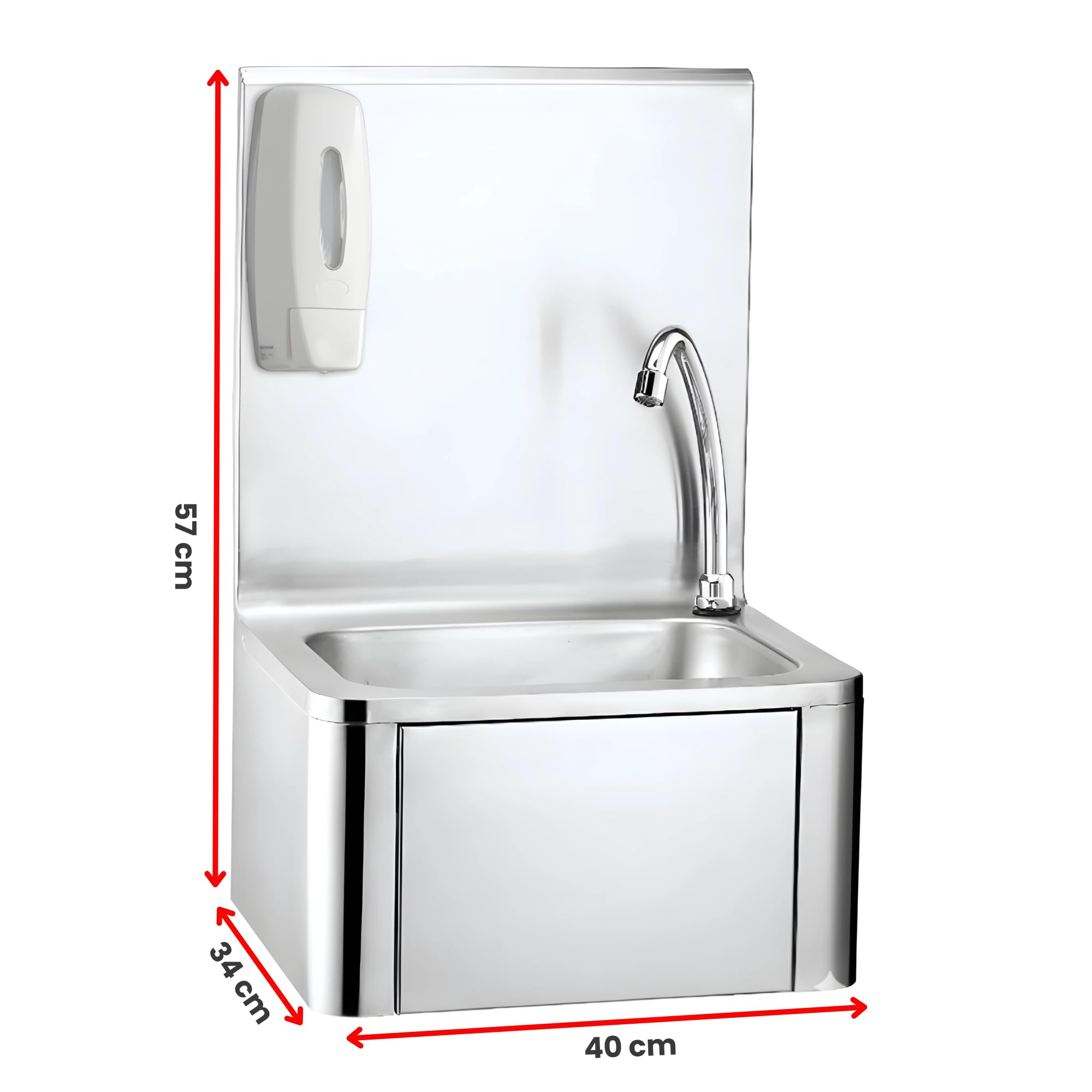 Lave-Mains INOX à Commande Fémorale avec Distributeur de Savon - sans Contact - Eau Froide – Compact