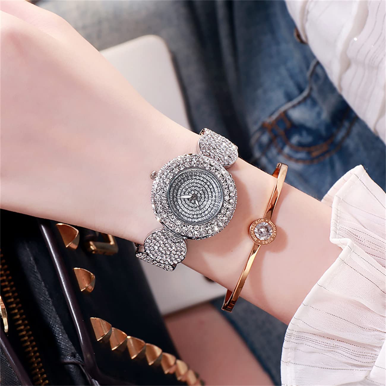 Relojes de lujo de moda para mujer, reloj de cuarzo con banda de acero, elegante reloj de pulsera femenino, regalo de 3 unidades, Reloj de cuarzo 4