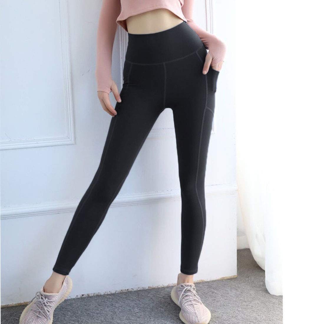 Mode Femme Legging De Sport Pantalons, Pantalon De Yoga pour Femmes avec Poches à Poches Taille Haute Entraînement en Cours D'exécution Serré, pour Le Cyclisme en Salle De Sport Élégant