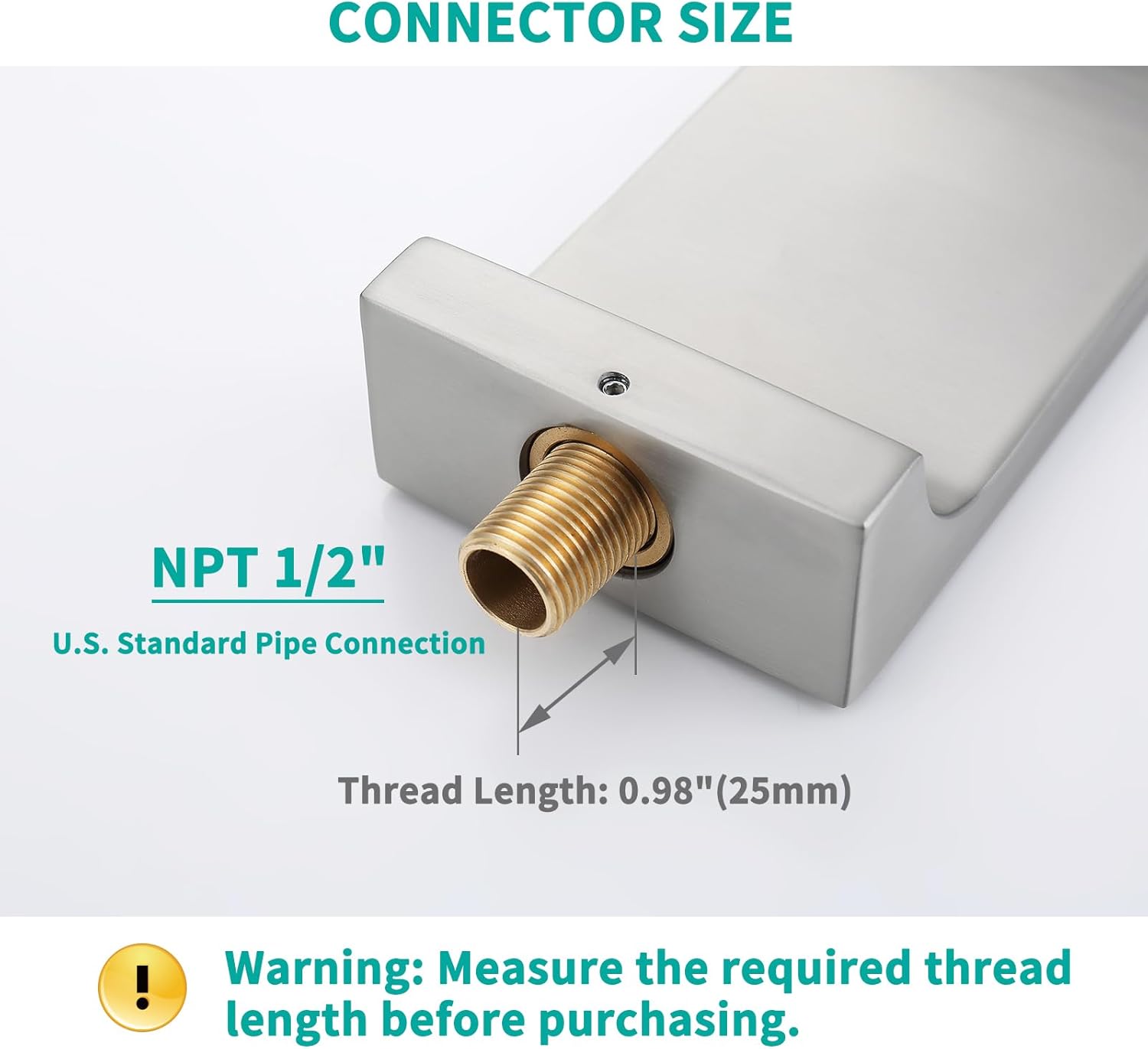 Waterfall Tub Spout Bathtub Spout for Bathtub Faucet SUS304 Stainless Steel & Solid Brass Bathroom Tub Faucet Replacement High Flow Shower Spout Brushed Nickel Wall Mount, TS4-BN