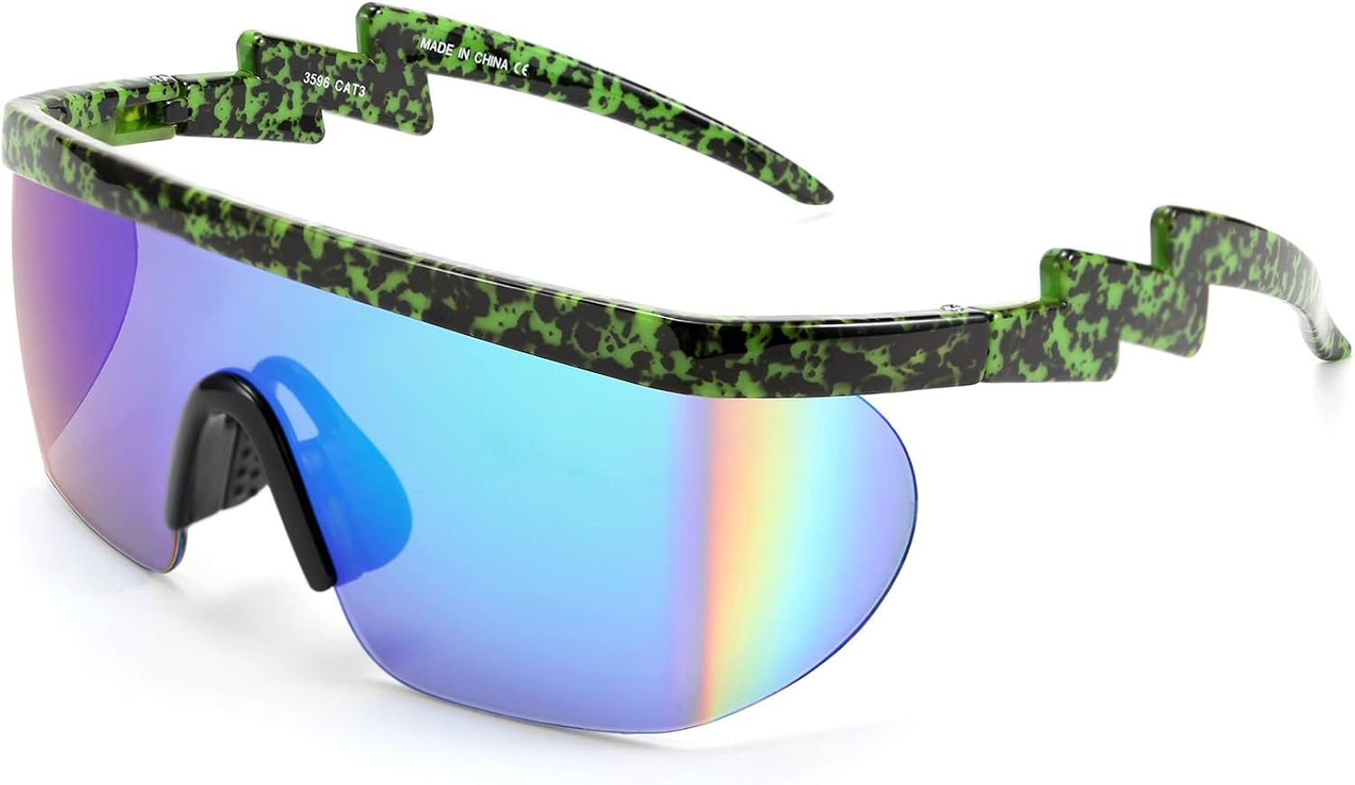 FEISEDY Gafas de sol deportivas de gran tamaño de los años 80, gafas de esquí con parte superior plana, visera futurista de una pieza para mujeres y