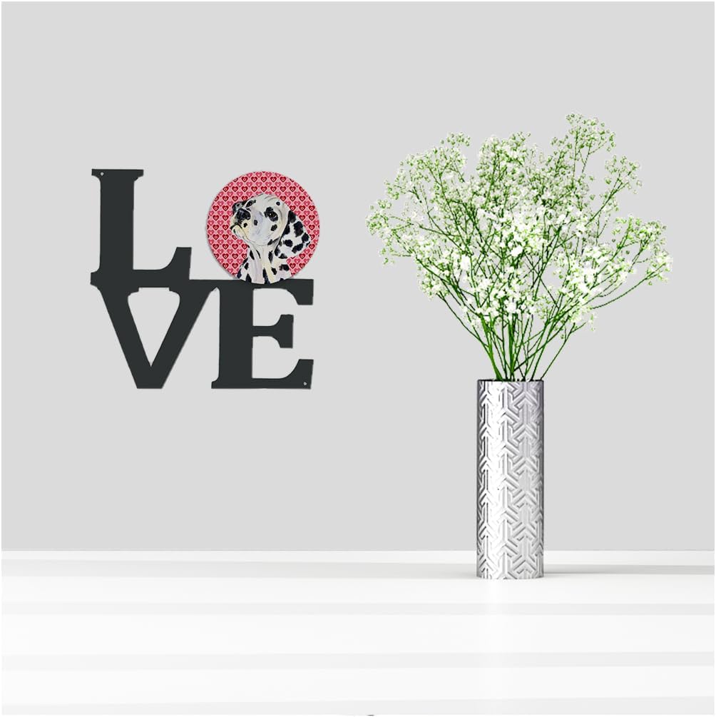 Caroline's Treasures SS4492WALV Dalmatian Hearts Love and Valentine's Day Portrait Metal Wall Artwork LOVE Indoor Outdoor Art Decor Patio, Bathroom, Kitchen Colorful Aluminum and Black Steel Sculpture