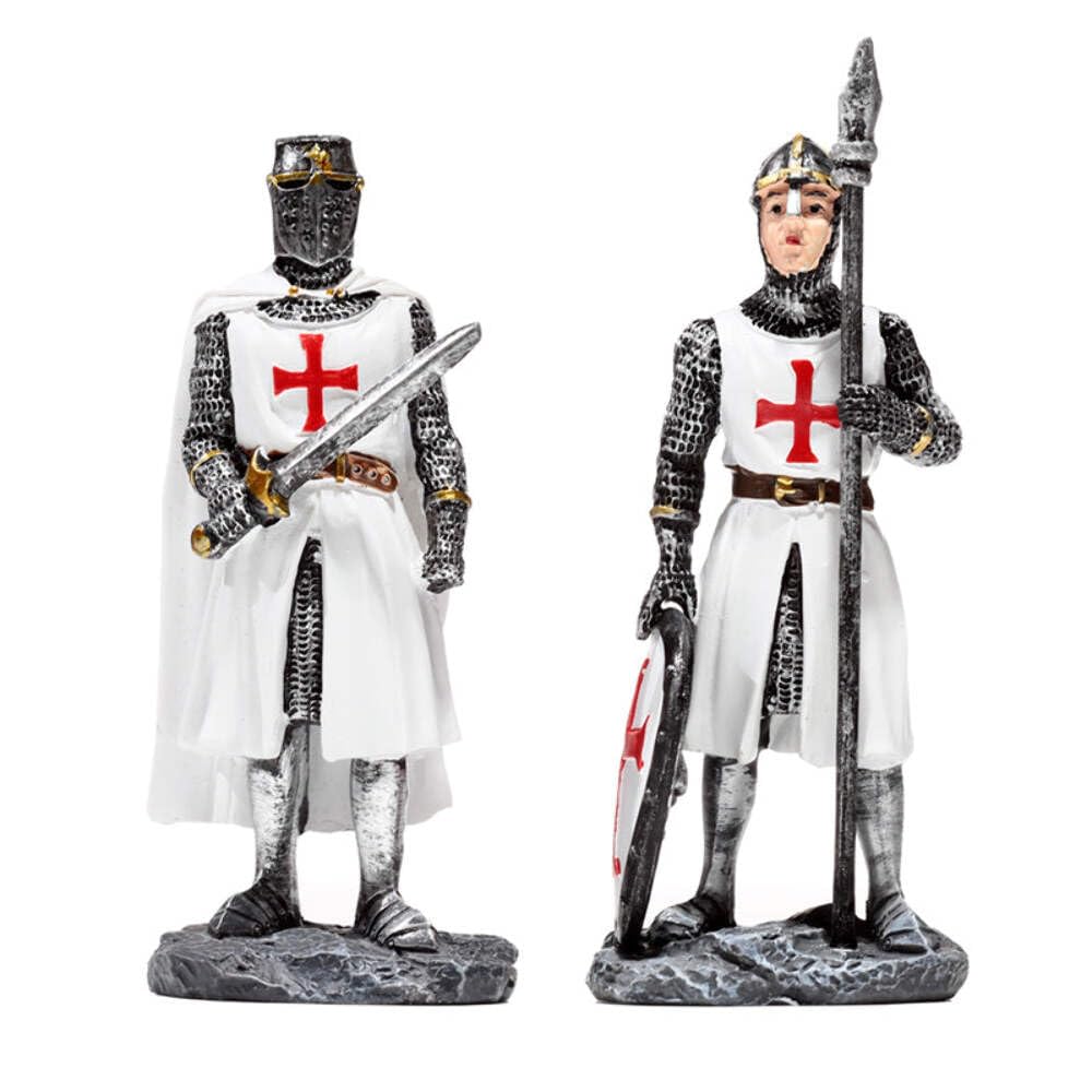 Puckator Crusader Knight Warrior - Medieval Knight Knights Toys Toy Figures Figurines Home Decor Decoration - Knights of The Past - Templar Miniature Action Figures - Resin Ornament