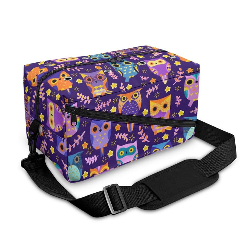 Kuiaobaty Owls Print Crochet Bag Purple Knitting Bag with Hole, Novelty Owl Birds Wool Bag Yarn Holder Sewing Storage Bag - Image 3