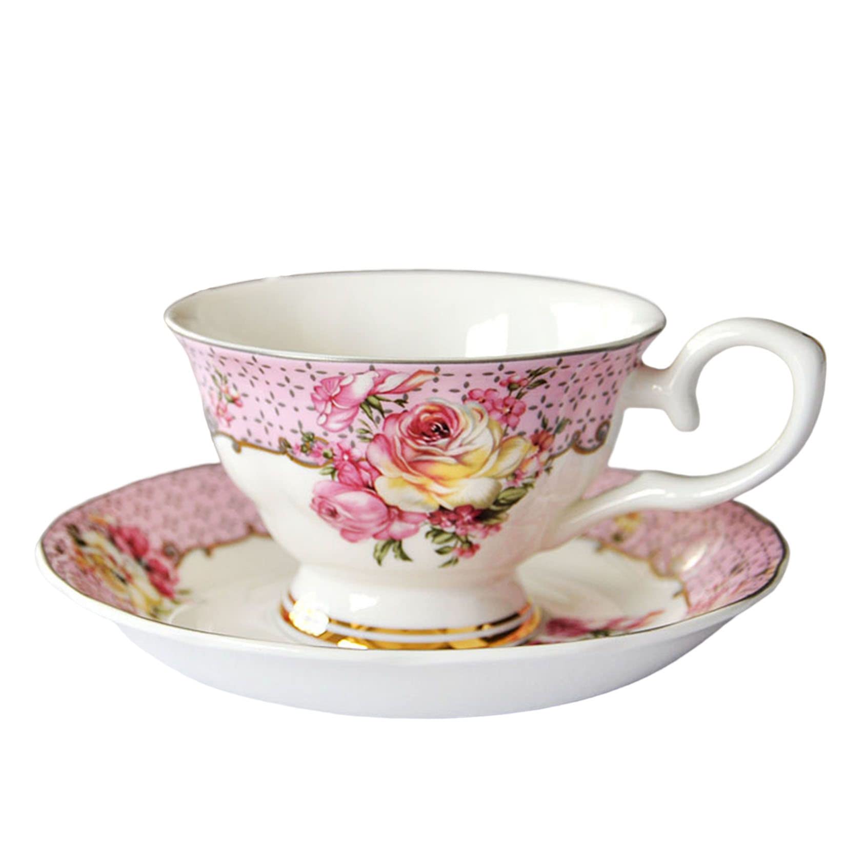 Tasses à Thé En Porcelaine Fine - Set Vintage Floral 175ml - Cadeau Fête Des Mères, Maison - 8