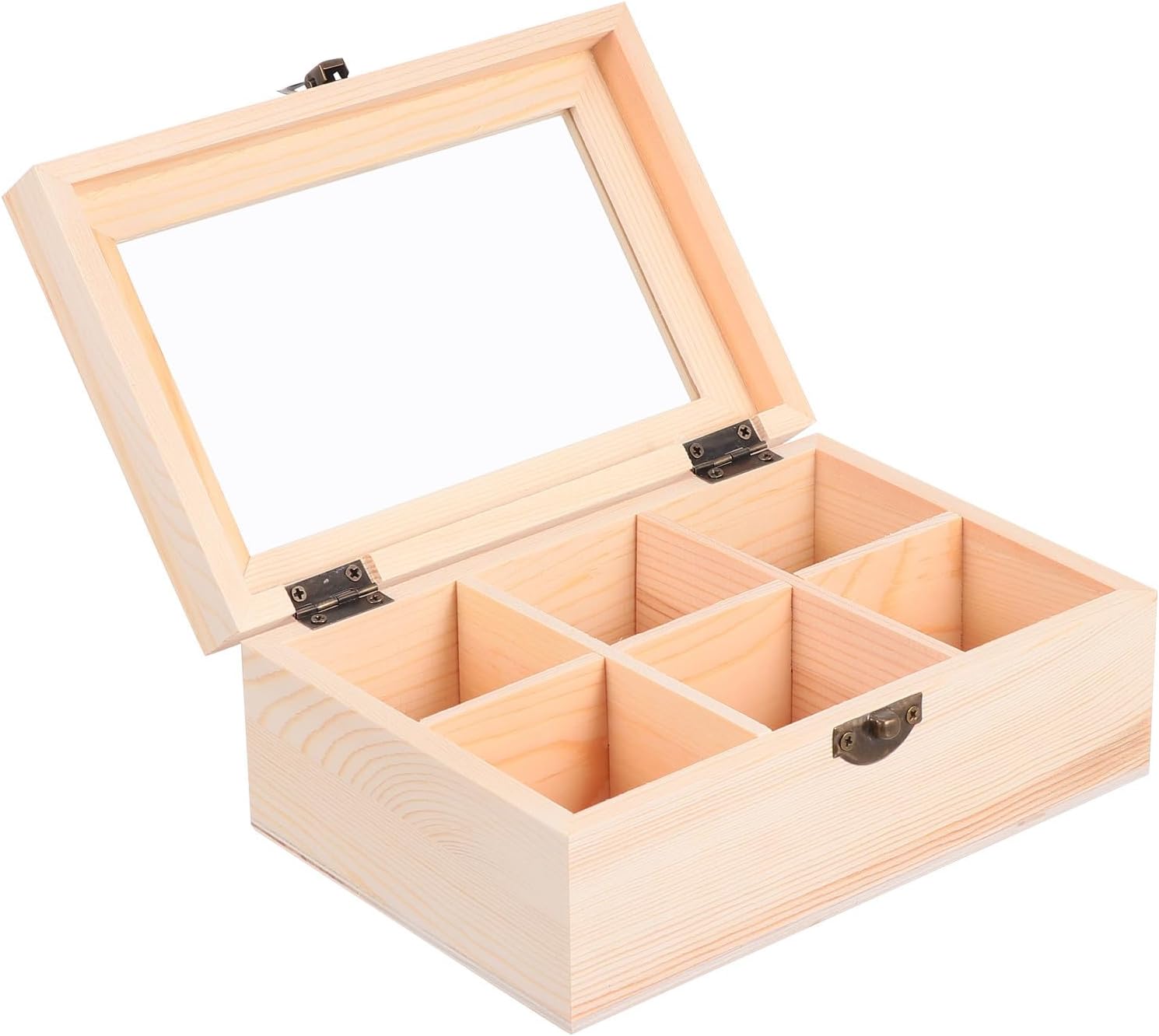 Grid Wooden Jewelry Container for Home Desktop Storage