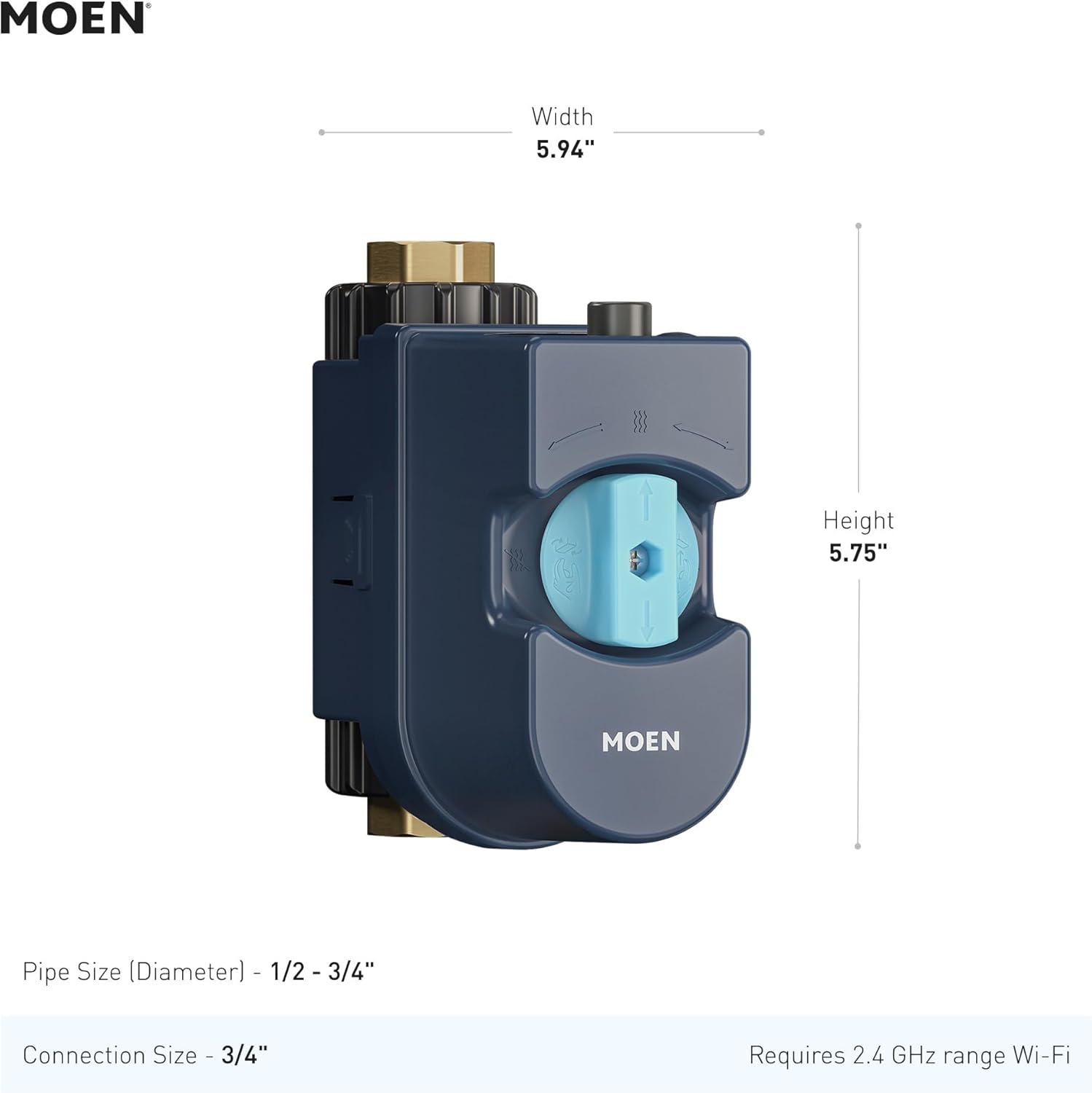 Moen Flo Smart Water Monitor and Automatic Shutoff Sensor, Wi-Fi Water Leak Detector for 3/4-Inch Diameter Pipe, 900-001