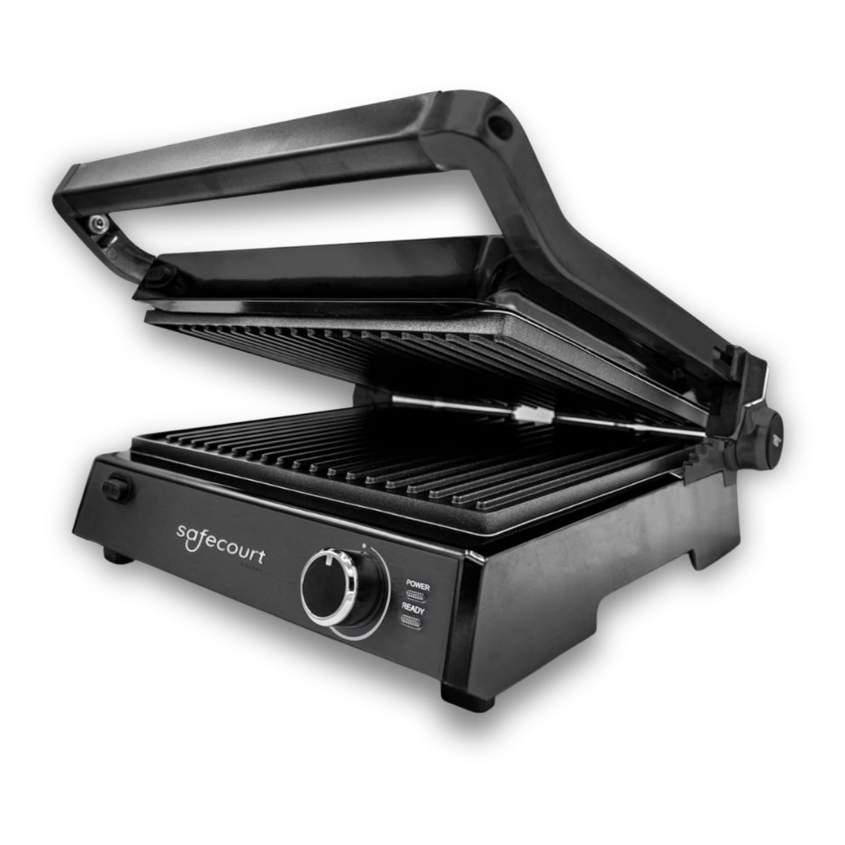 Safecourt Sandwichmaker 3 in 1 Kontaktgrill abnehmbare Platten - Sandwichtoaster [XXL Grillfläche & BPA-frei] - Sandwich- & Paninitoaster schnelle Zubereitung, spülmaschinenfest - Panini Grill schwarz